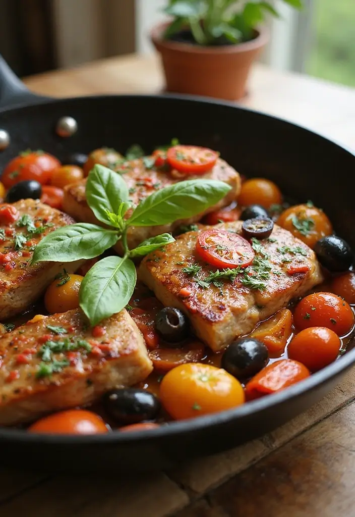 26 Pork Skillet Recipes for Quick Cooking - 11. Mediterranean Pork Skillet