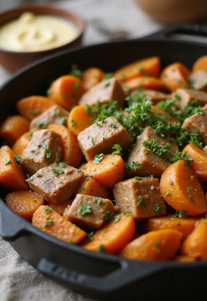 26 Pork Skillet Recipes for Quick Cooking - 22. Pork and Sweet Potato Skillet