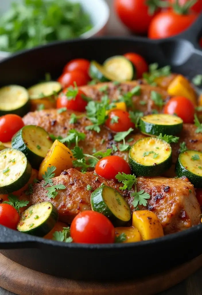26 Pork Skillet Recipes for Quick Cooking - 24. Pork and Zucchini Skillet