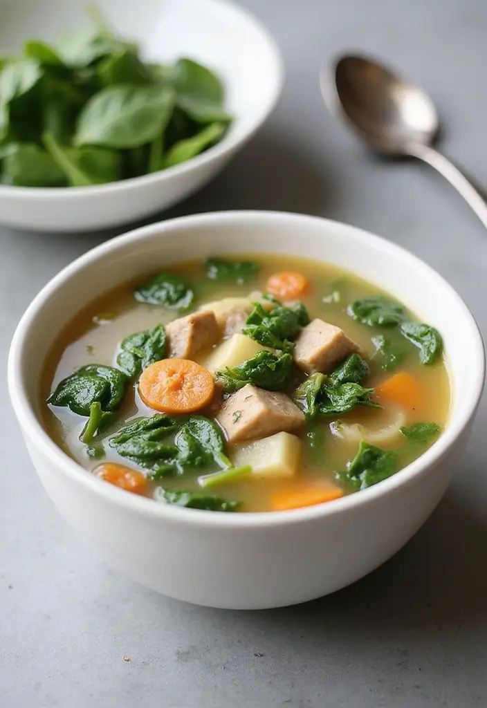 26 Pork Soup Recipes That Comfort the Soul - 16. Pork and Spinach Soup