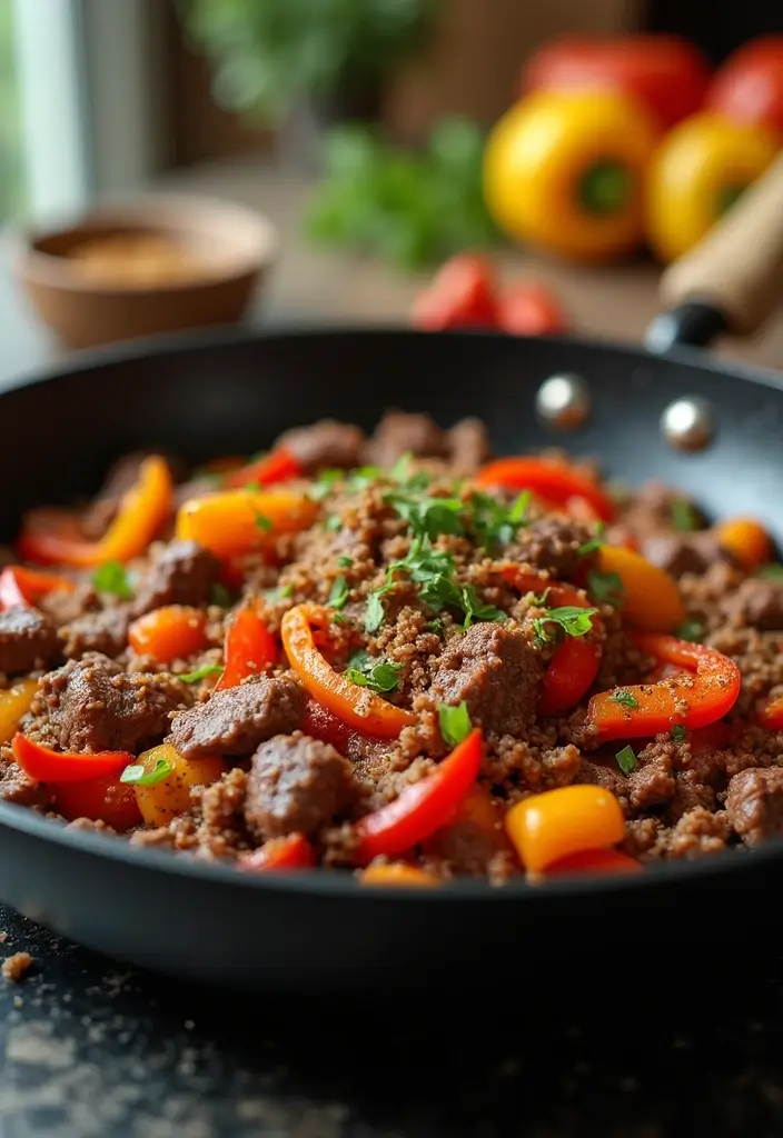26 Quick Beef Lunch Recipes You’ll Make Again and Again - 25. Beef and Bell Pepper Skillet