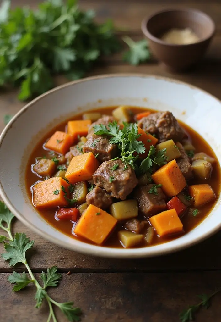 26 Slow Cooker Beef Recipes for Busy Weeknights - 19. Beef and Sweet Potato Stew