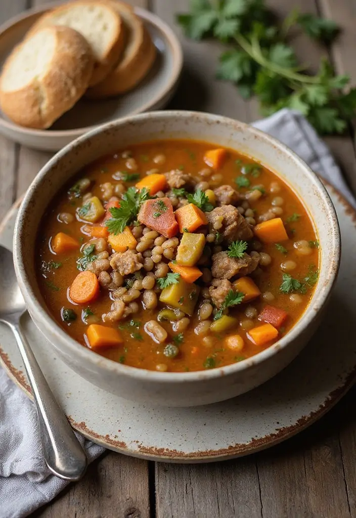 26 Slow Cooker Pork Recipes That Fall Apart Perfectly - 11. Savory Pork and Lentil Soup