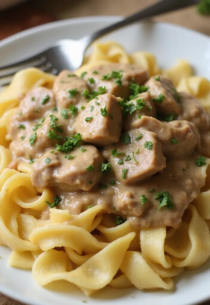 26 Slow Cooker Pork Recipes That Fall Apart Perfectly - 12. Pork Stroganoff