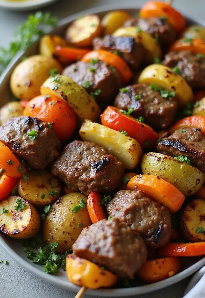 26 Steak Dinner Ideas for Romantic Nights In - 22. Steak and Potato Kabobs