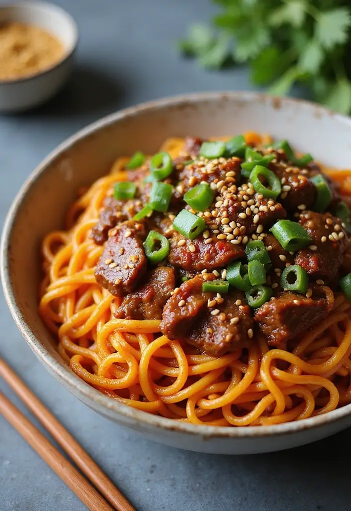26 Steak Dinner Ideas for Romantic Nights In - 24. Sweet and Spicy Asian Beef Noodles