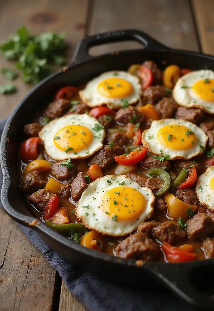 26 Steak Dinner Ideas for Romantic Nights In - 25. Steak and Egg Breakfast Skillet