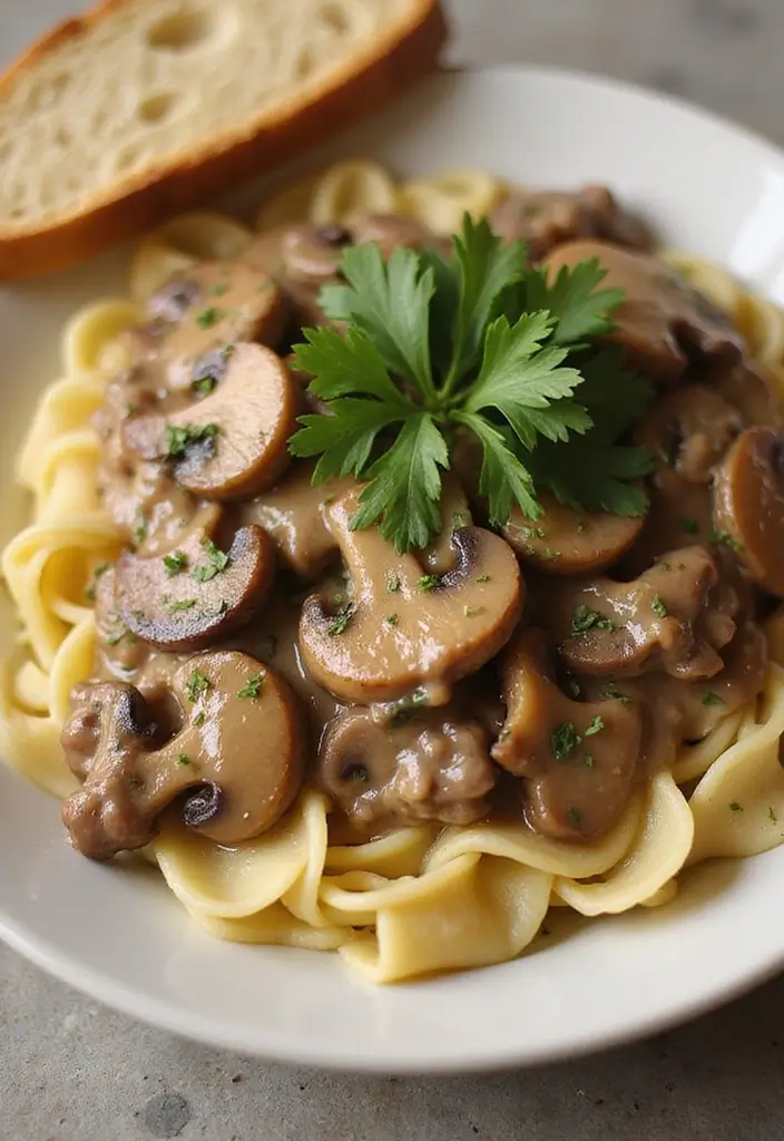 26 Steak Dinner Ideas for Romantic Nights In - 8. Steak and Mushroom Stroganoff
