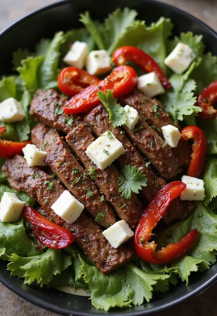 26 Steak Salad Recipes That Feel Like Fine Dining - 21. Rustic Steak Salad with Roasted Red Peppers