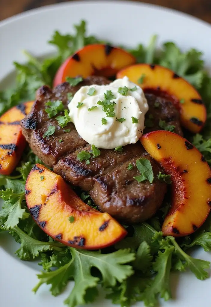 26 Steak Salad Recipes That Feel Like Fine Dining - 7. Steak Salad with Grilled Peaches and Goat Cheese