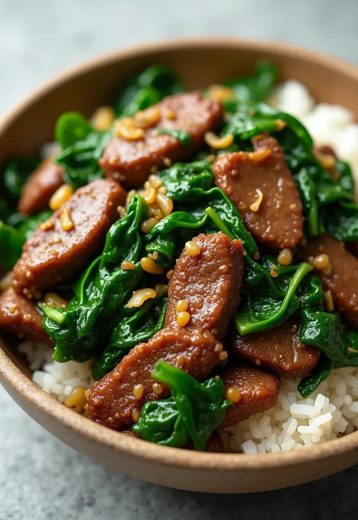 26 Steak Stir-Fry Recipes Packed with Asian Flavors - 24. Beef and Spinach Stir-Fry