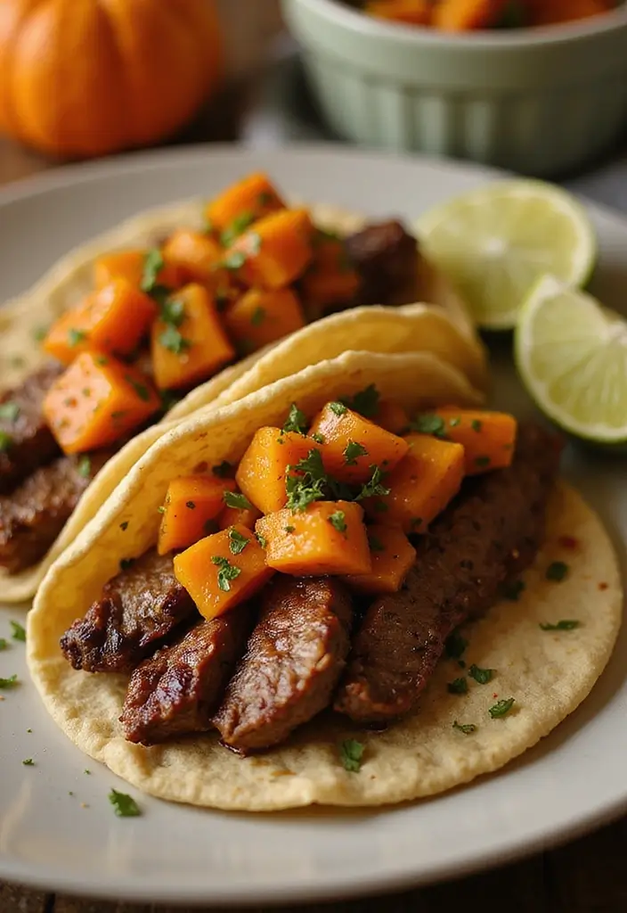 26 Steak Taco Recipes That Bring the Heat - 21. Steak Tacos with Pumpkin Salsa