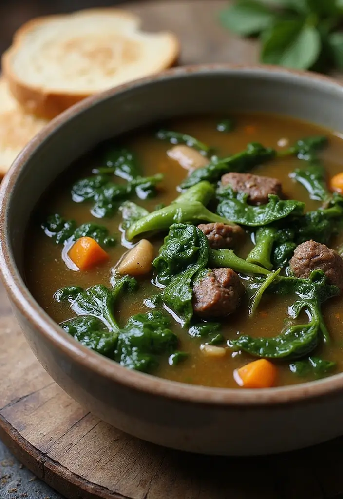 27 Beef Soup Recipes That Warm the Soul - 19. Beef and Spinach Soup