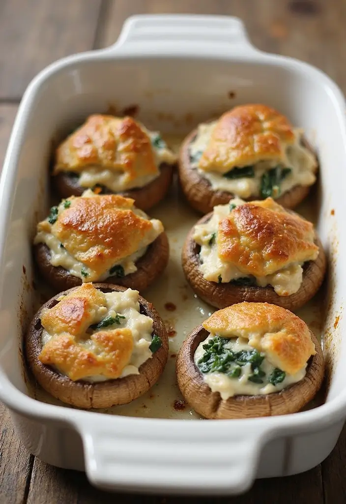 27 Chicken Appetizer Recipes That Disappear Fast - 14. Chicken & Spinach Stuffed Mushrooms