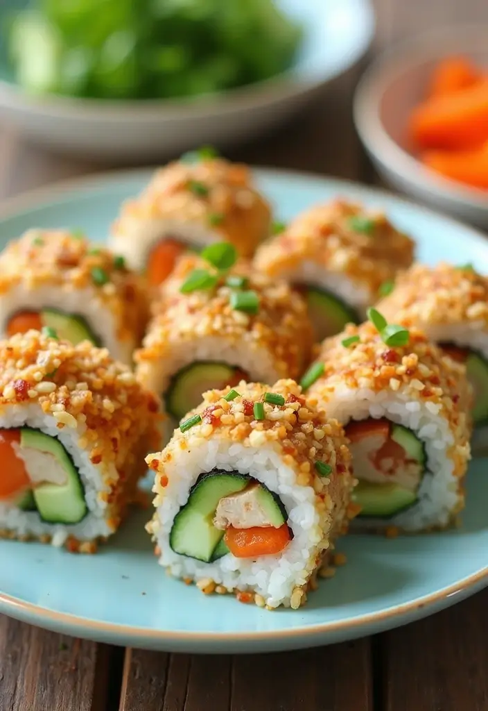 27 Chicken Appetizer Recipes That Disappear Fast - 16. Chicken Cucumber Sushi Rolls