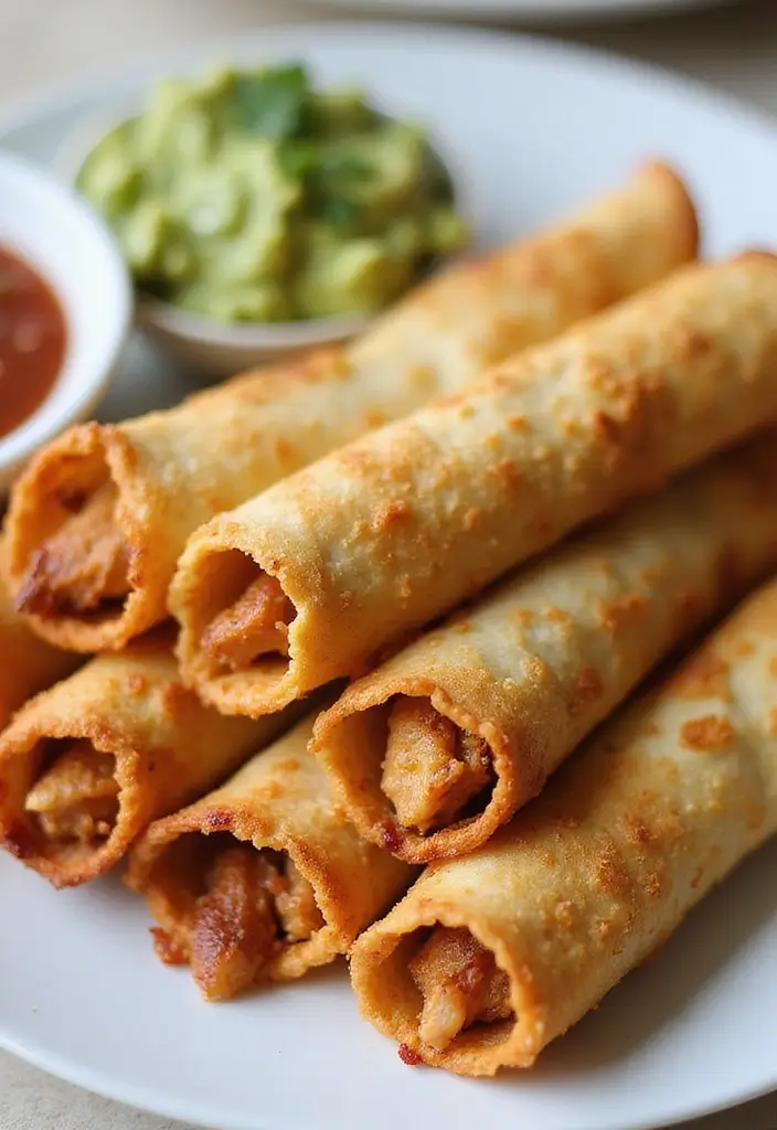 27 Chicken Appetizer Recipes That Disappear Fast - 18. Baked Chicken Taquitos