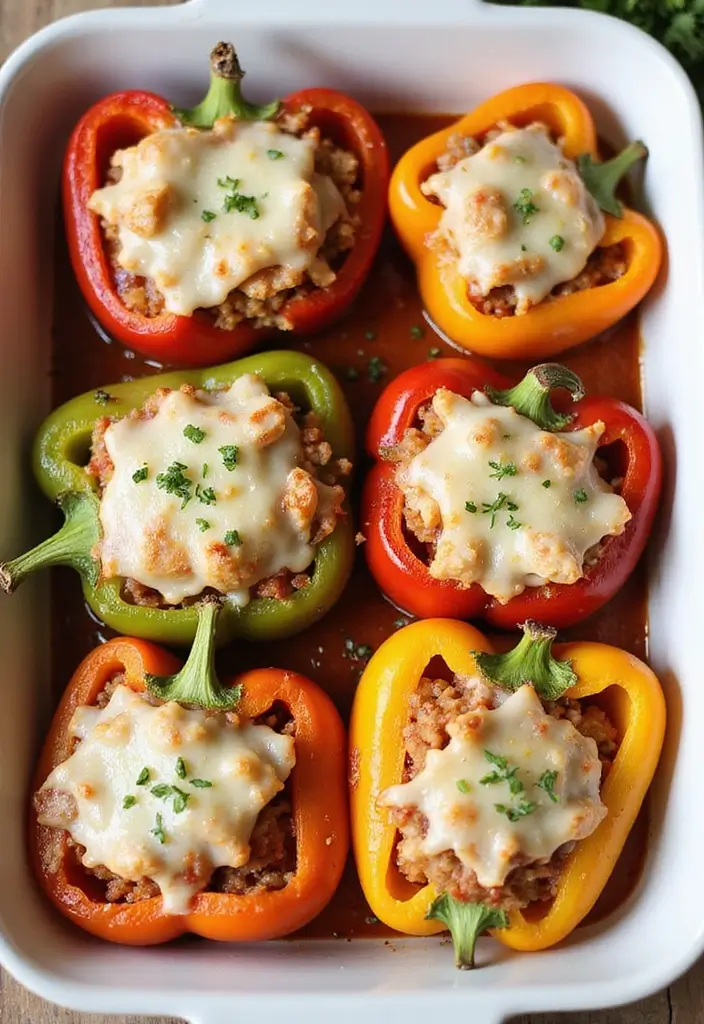 27 Chicken Appetizer Recipes That Disappear Fast - 21. Chicken Parmesan Stuffed Peppers