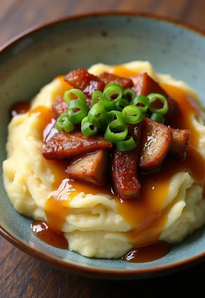 27 Crispy Pork Belly Recipes You’ll Crave Again - 14. Pork Belly Mashed Potato Bowl