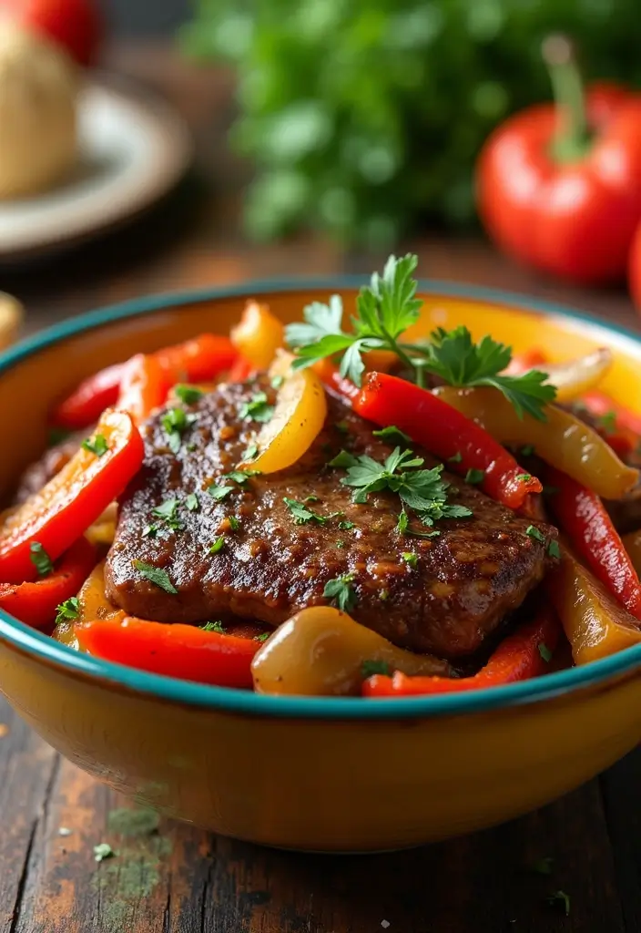 27 Garlic Butter Steak Recipes Everyone Will Love - 16. Garlic Butter Steak with Peppers and Onions