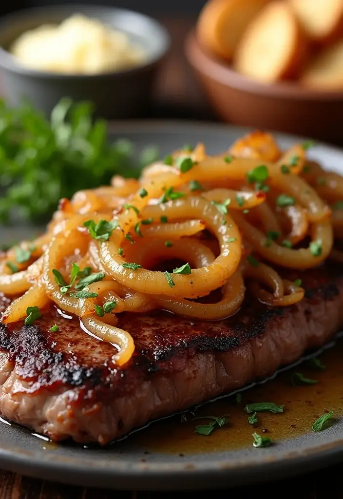 27 Garlic Butter Steak Recipes Everyone Will Love - 21. Garlic Butter Steak with Caramelized Onions