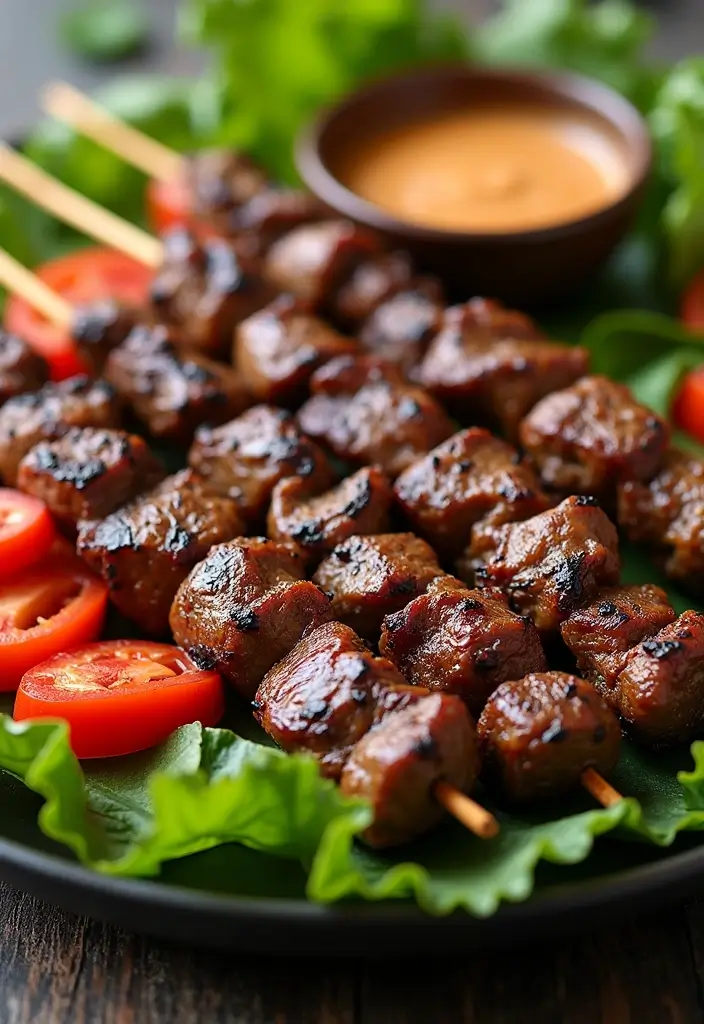 27 Grilled Beef Recipes for Summer BBQ Lovers - 13. Grilled Beef Satay with Peanut Sauce