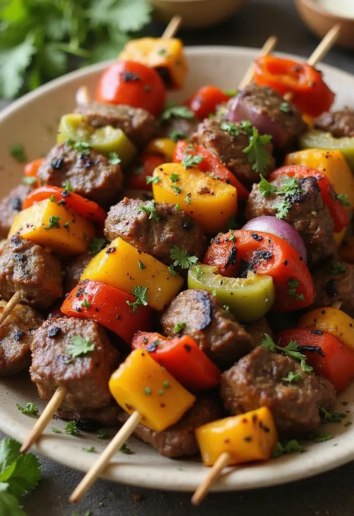 27 Grilled Beef Recipes for Summer BBQ Lovers - 2. Spicy Beef Kebabs with Bell Peppers