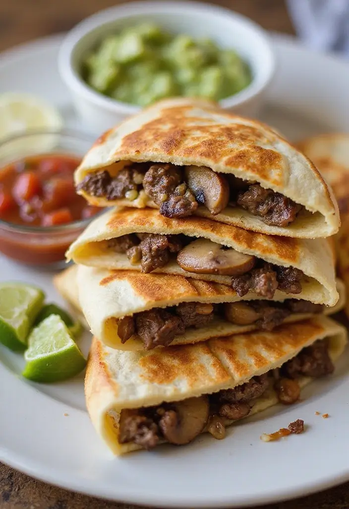 27 Grilled Beef Recipes for Summer BBQ Lovers - 20. Grilled Beef & Mushroom Quesadillas