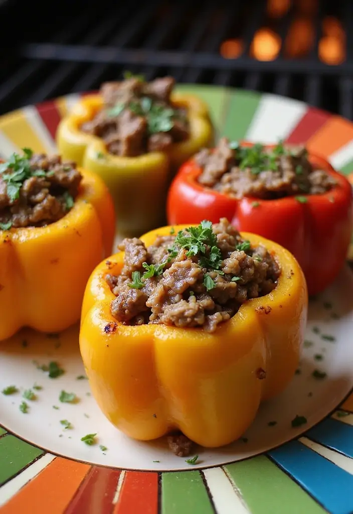 27 Grilled Meat Recipes for BBQ Lovers - 17. Grilled Stuffed Peppers with Ground Beef