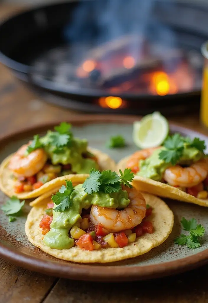 27 Grilled Meat Recipes for BBQ Lovers - 20. Grilled Shrimp Tacos with Avocado Sauce