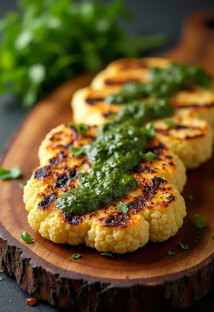 27 Grilled Meat Recipes for BBQ Lovers - 24. Grilled Cauliflower Steaks with Chimichurri