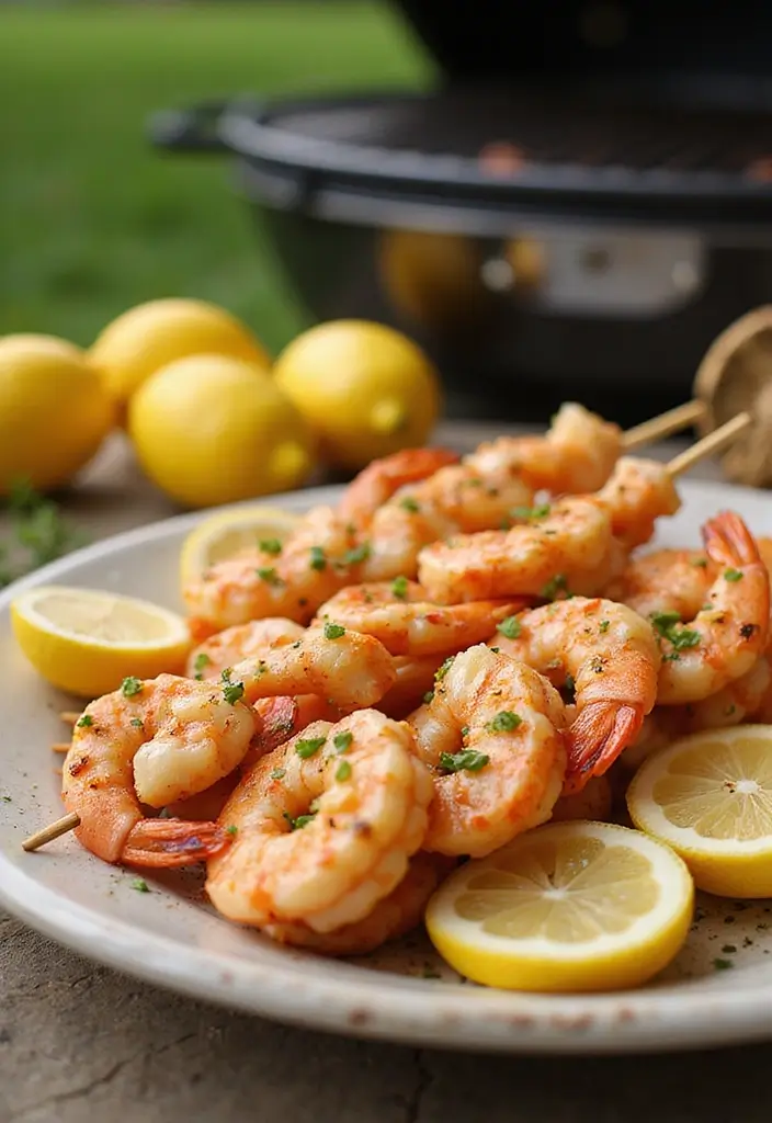 27 Grilled Meat Recipes for BBQ Lovers - 3. Zesty Lemon Garlic Shrimp Skewers