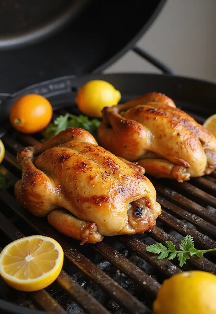 27 Grilled Meat Recipes for BBQ Lovers - 9. Smoky Grilled Cornish Hen with Citrus Marinade