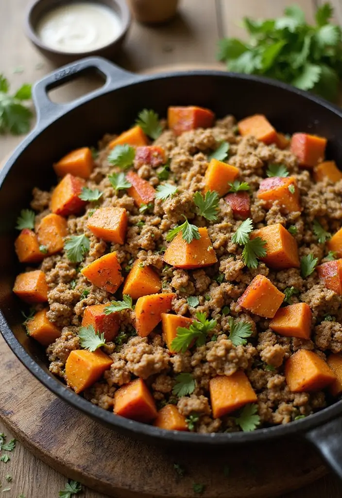 27 Ground Meat Recipes for Creative Home Cooks - 18. Ground Turkey and Sweet Potato Skillet