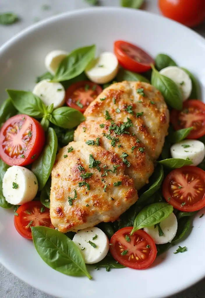 27 Healthy Chicken Recipes Under 400 Calories - 11. Chicken Caprese Salad
