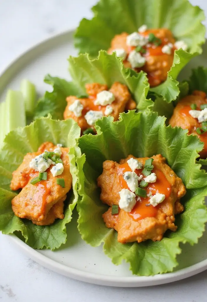 27 Healthy Chicken Recipes Under 400 Calories - 12. Buffalo Chicken Lettuce Wraps