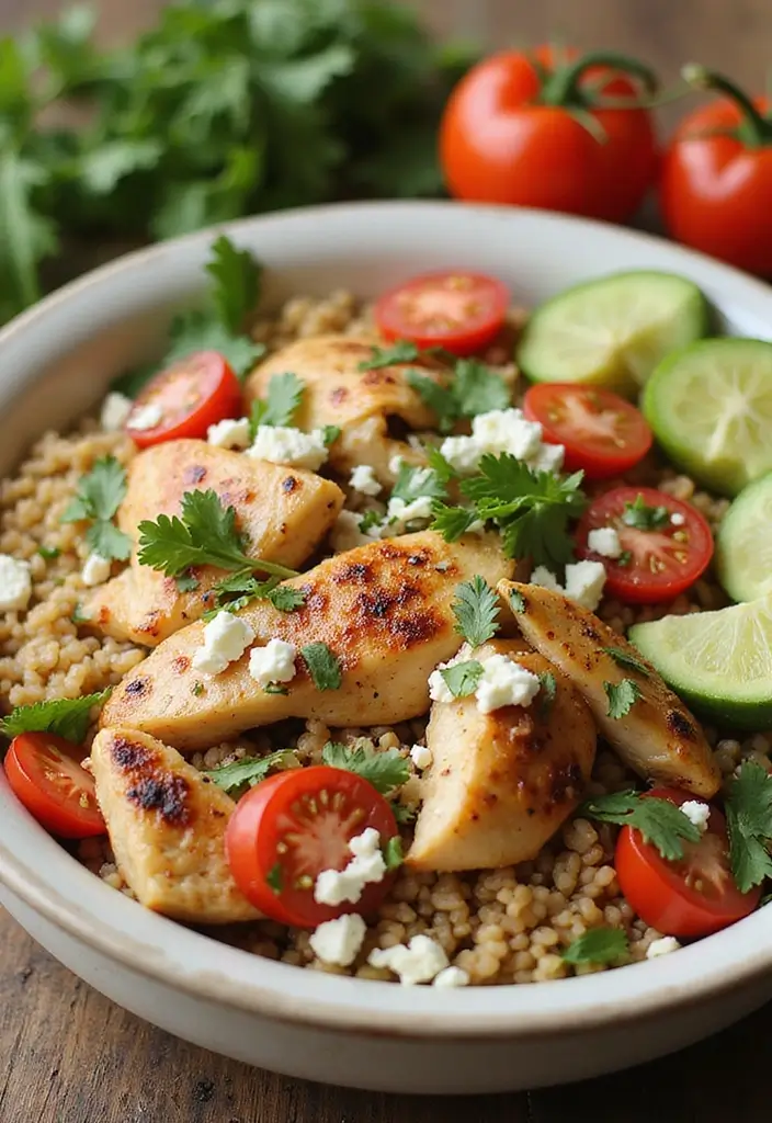 27 Healthy Chicken Recipes Under 400 Calories - 13. Mediterranean Chicken Bowl