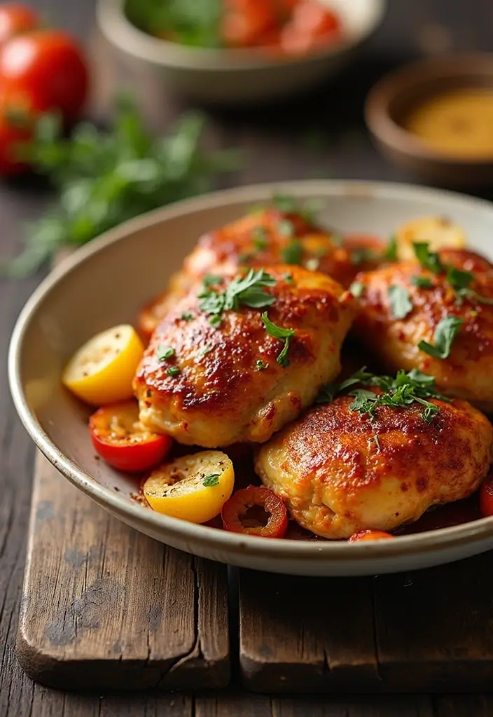 27 Healthy Chicken Recipes Under 400 Calories - 2. Spicy Baked Chicken Thighs