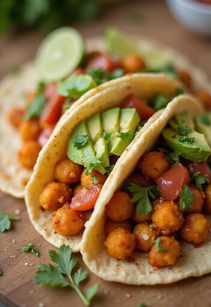 27 Healthy Meat Recipes Packed with Protein - 2. Spicy Chickpea Tacos