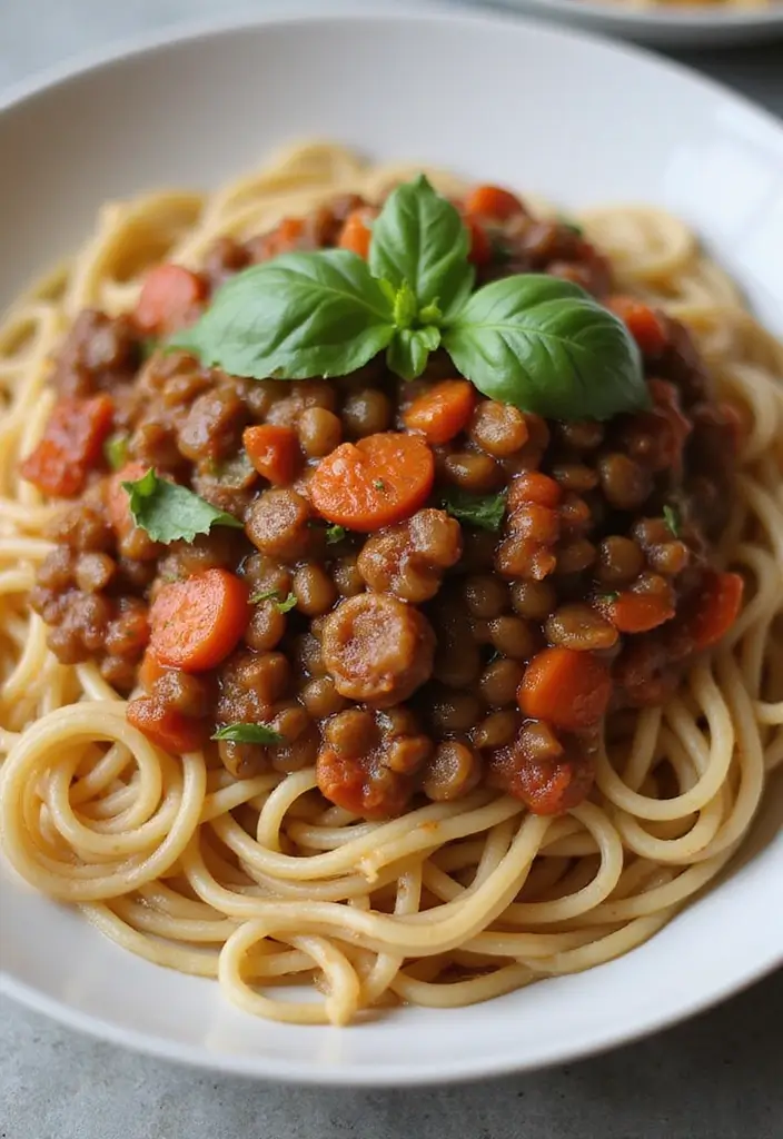 27 Healthy Meat Recipes Packed with Protein - 20. Lentil Bolognese