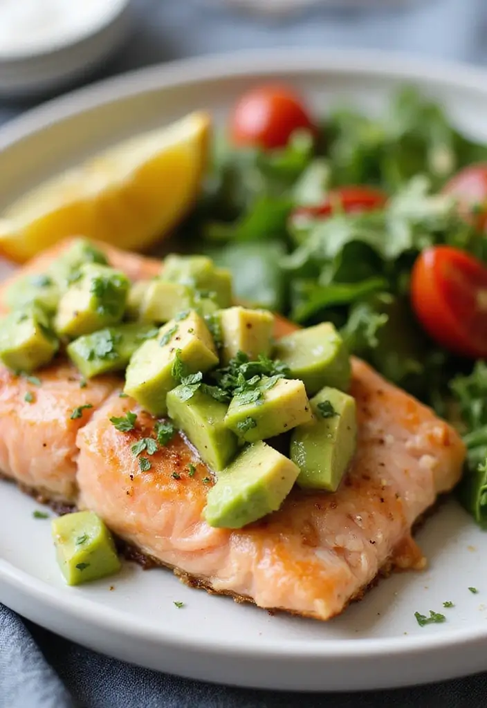 27 Healthy Meat Recipes Packed with Protein - 7. Baked Salmon with Avocado Salsa