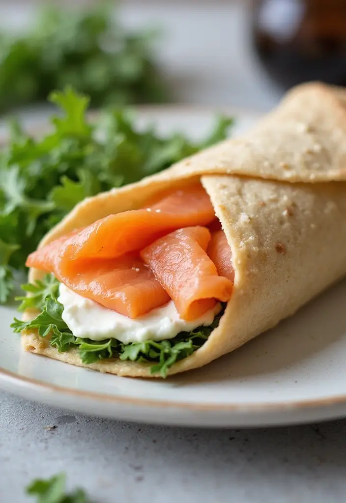 27 Meat Wrap Recipes for Lunch On-the-Go - 13. Smoked Salmon & Cream Cheese Wrap