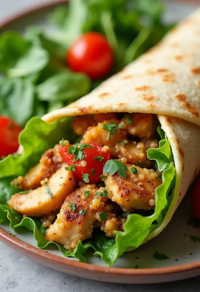 27 Meat Wrap Recipes for Lunch On-the-Go - 19. Chicken & Quinoa Wrap