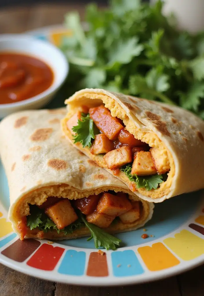 27 Meat Wrap Recipes for Lunch On-the-Go - 2. Spicy Chicken & Hummus Wrap