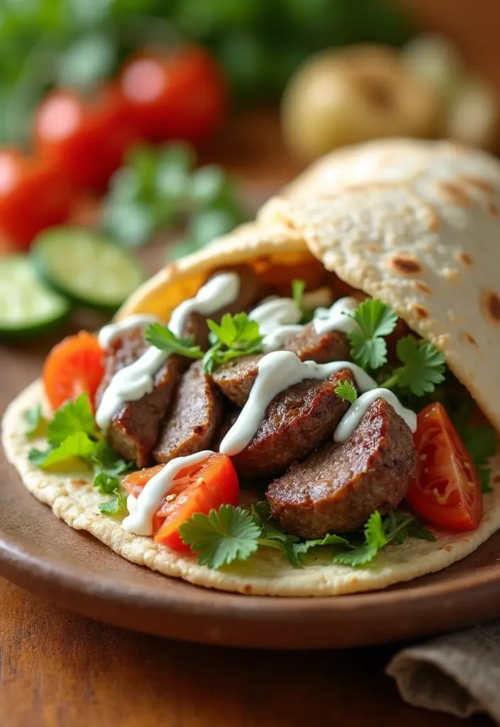 27 Meat Wrap Recipes for Lunch On-the-Go - 4. Mediterranean Lamb Wrap