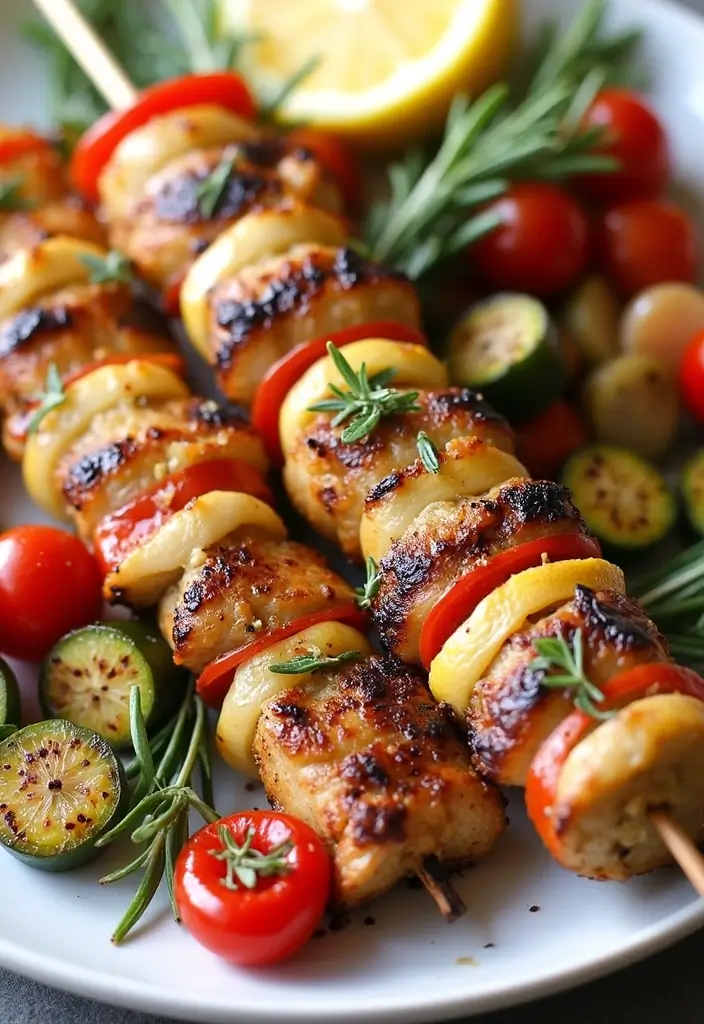 27 Mediterranean Meat Recipes Full of Fresh Flavors - 10. Lemon-Rosemary Grilled Pork Skewers