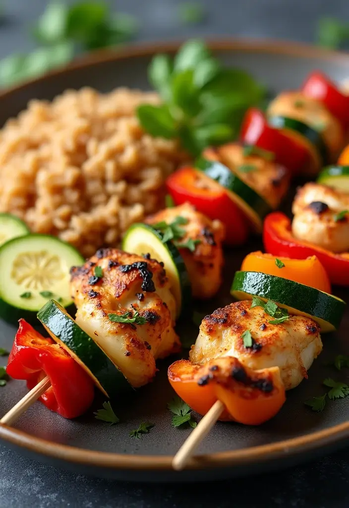 27 Mediterranean Meat Recipes Full of Fresh Flavors - 13. Grilled Vegetable and Chicken Skewers