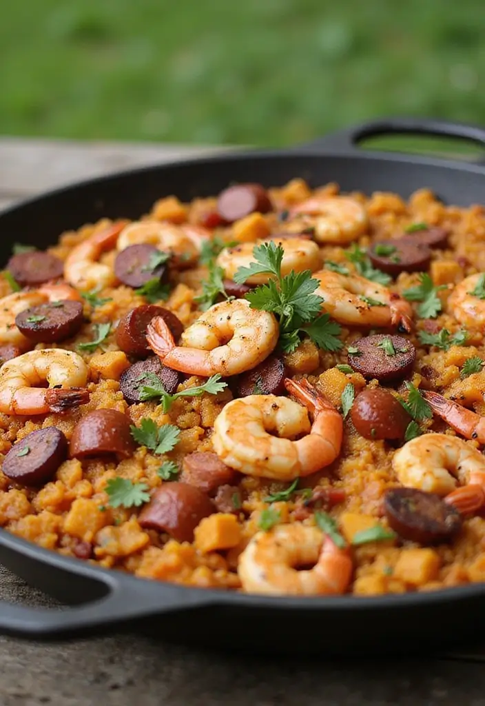27 Mediterranean Meat Recipes Full of Fresh Flavors - 17. Grilled Paella with Chorizo and Shrimp