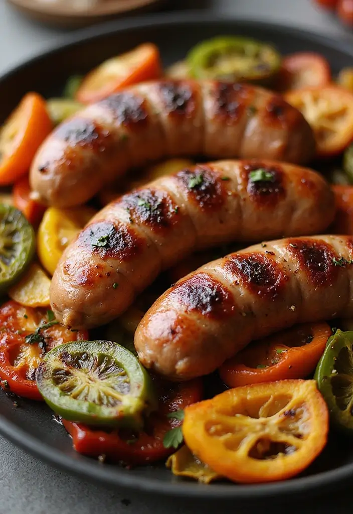 27 Mediterranean Meat Recipes Full of Fresh Flavors - 19. Grilled Merguez Sausages with Peppers