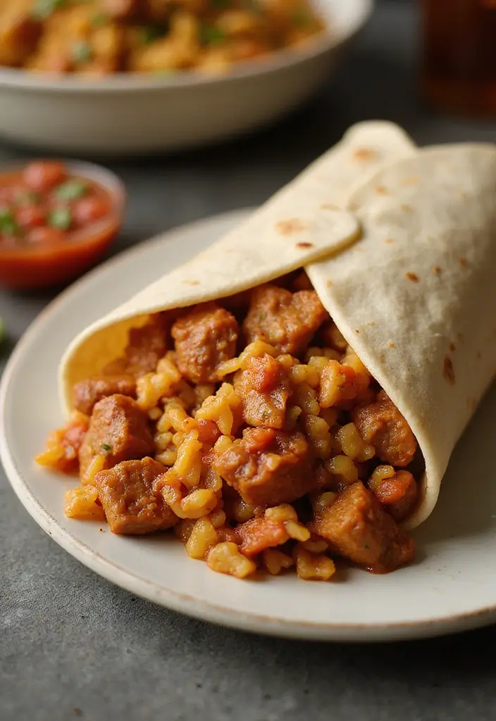 27 Pork and Rice Recipes for Simple Weeknight Meals - 24. Spicy Pork and Rice Burrito