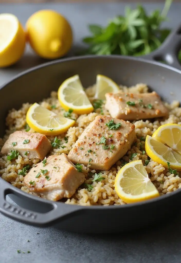 27 Pork and Rice Recipes for Simple Weeknight Meals - 5. Lemon Garlic Pork and Rice Skillet